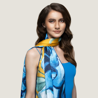 Buy Old Gold Long Stole Printed Scarf for Ladies Perfect Summer