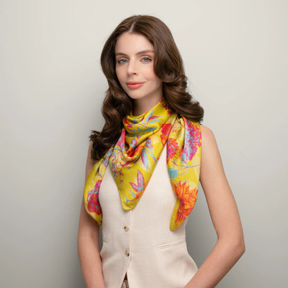 Peony Whisper Square Scarf - Harvest Lime