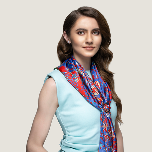 Silk Road Trail Ikat Coral Scarf